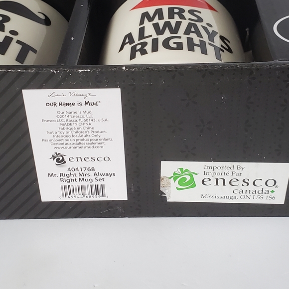 Mr Right & Mrs Always Right Mug Set in Box Our Name is Mud Coffee Cups - Picture 4 of 9